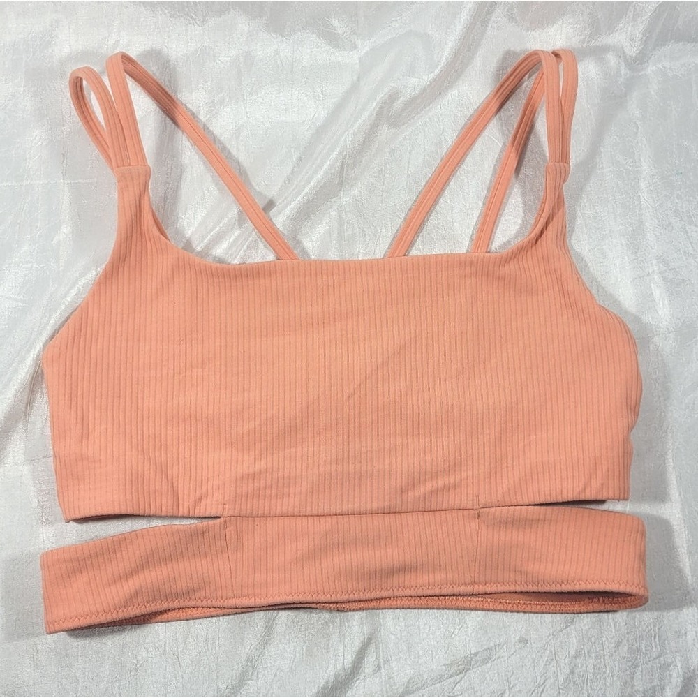 Lululemon Women's Ribbed Nulu Light Support Strappy Yoga Bra - Coral - Sz‎ 6